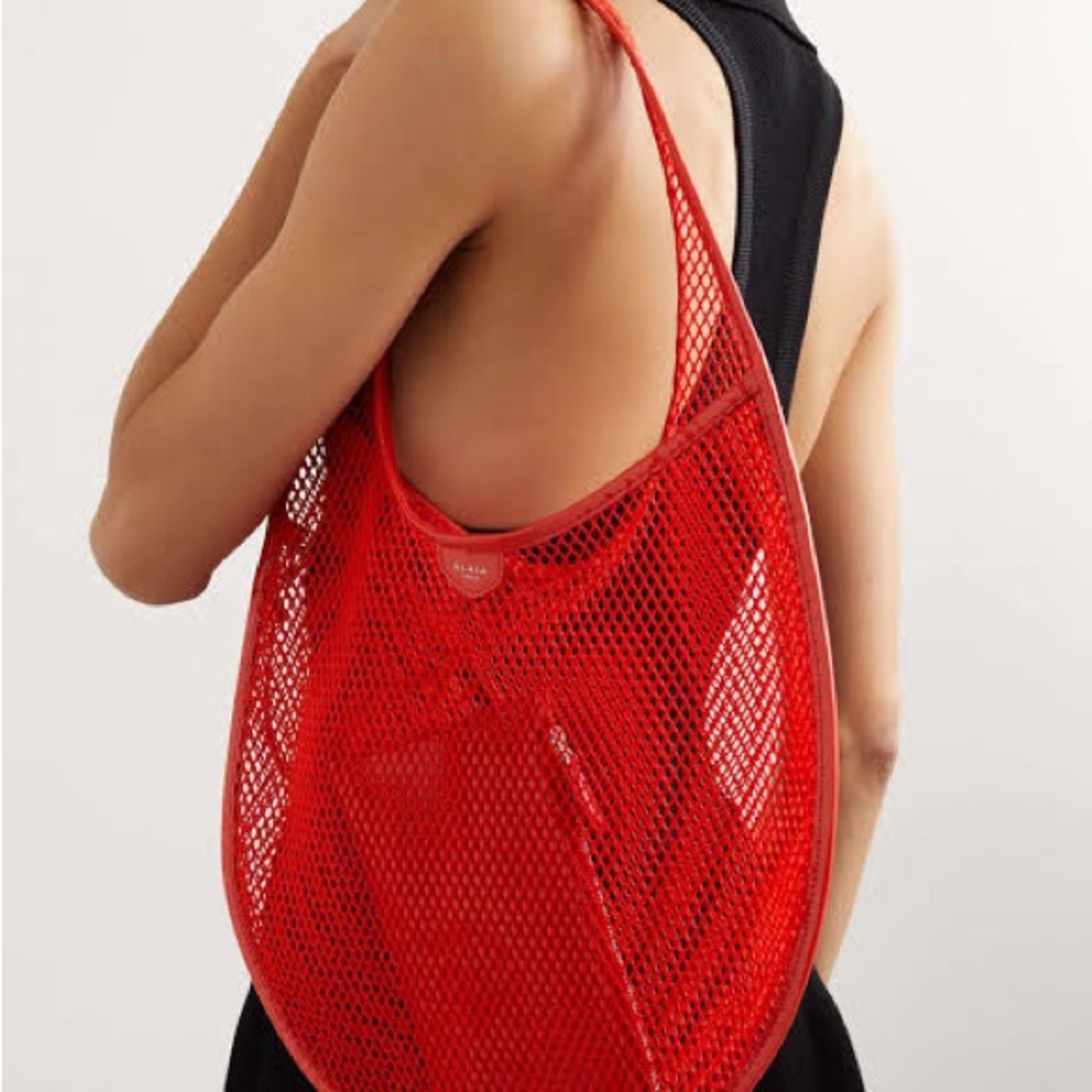Alaia Red Mesh Tote Bag - Lightweight Women’s Shoulder Bag